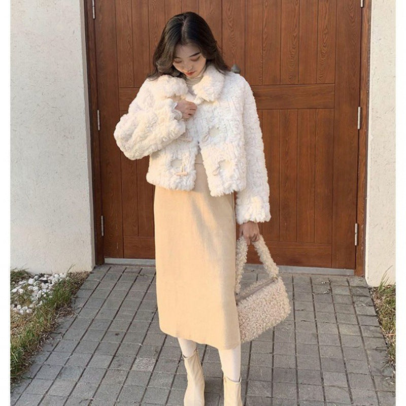 Women's Fashionable Loose Short Fluffy Coat