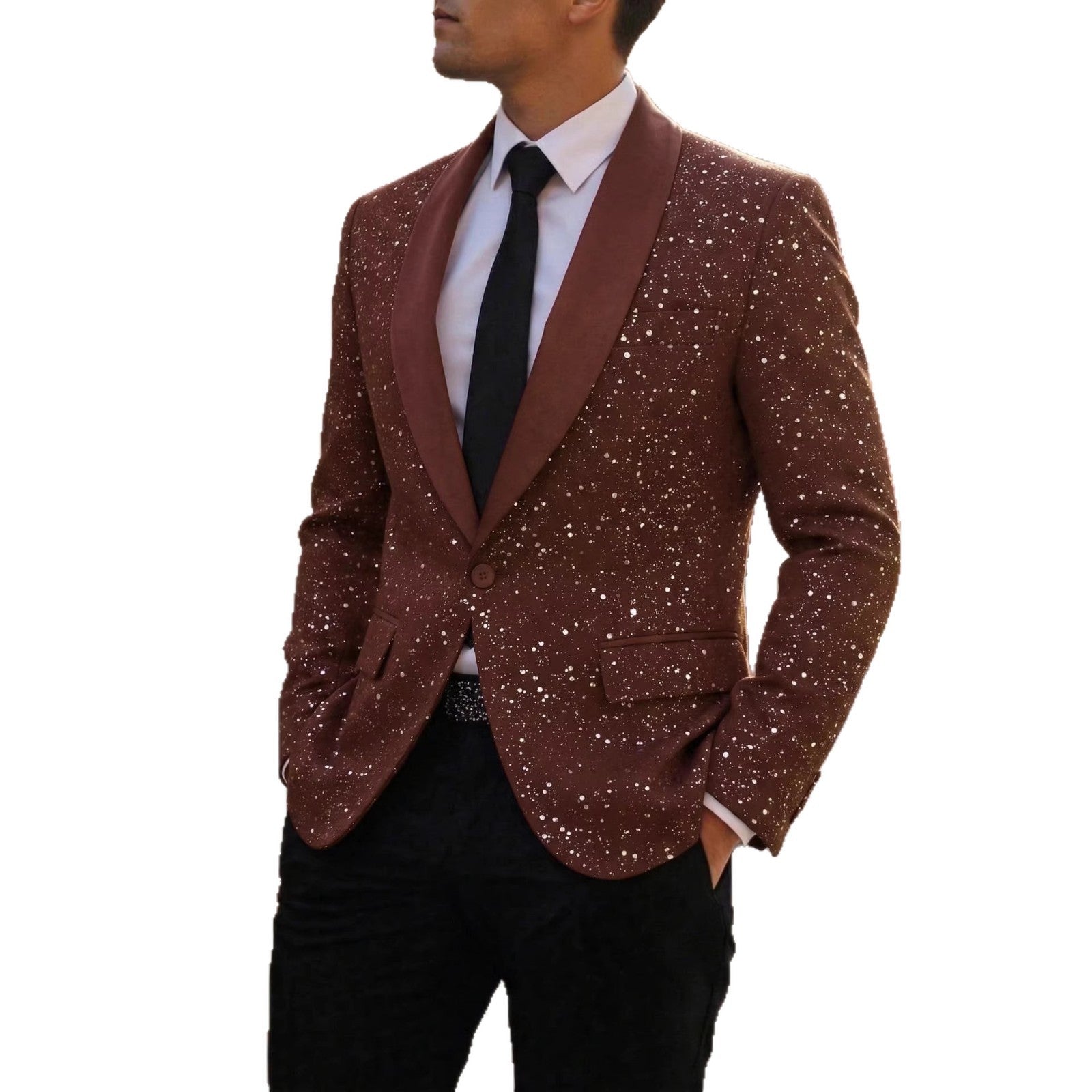 Men's Suit Casual Shiny Banquet Party Outerwear