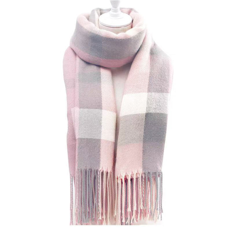 Couple Winter Scarf - Thick Warm Polyester Tassel Shawl Wrap, 180x70cm Unisex Scarves For Women & Men, Christmas Thanksgiving Gift