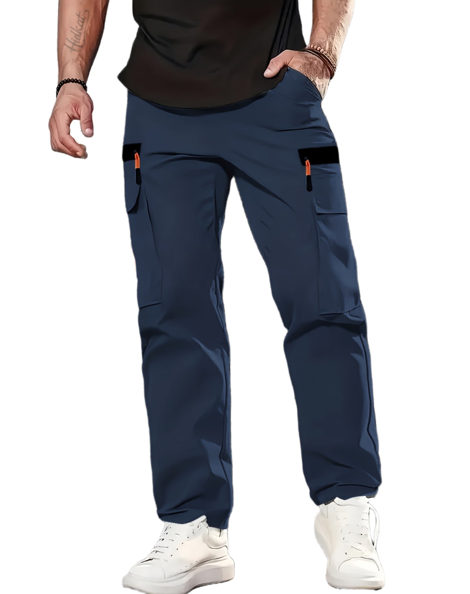 Men's Straight-Leg Multi-Pocket Loose All-Match Pants