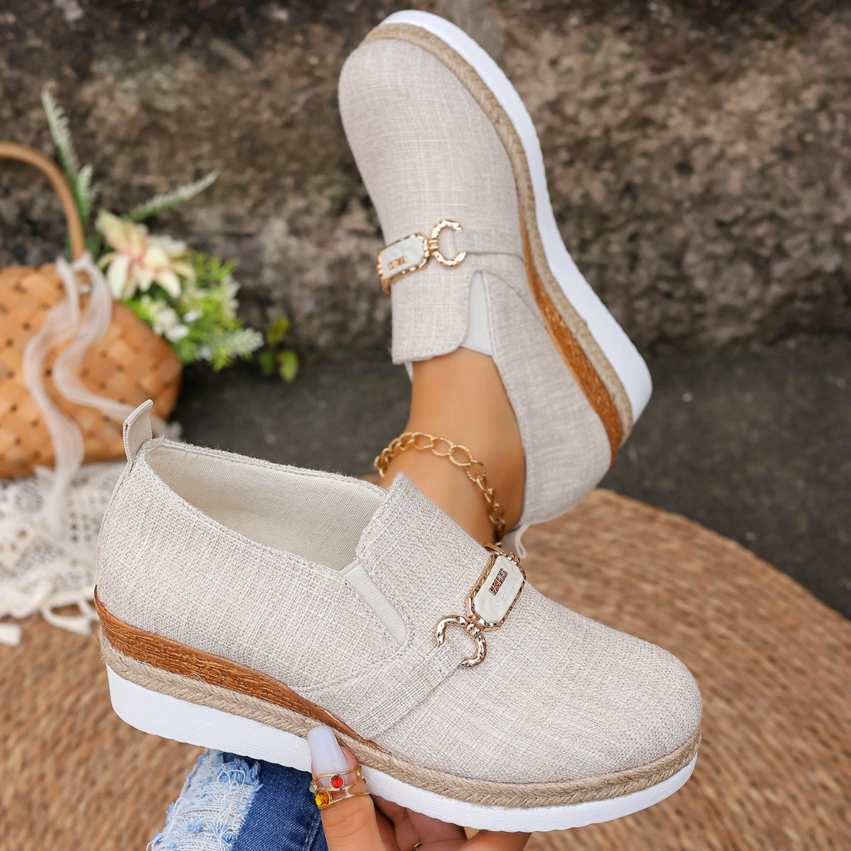 Height-increasing British-style Slip-on Loafers With A Plaid Pattern