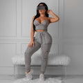 V-neck low-cut sports fitness suit