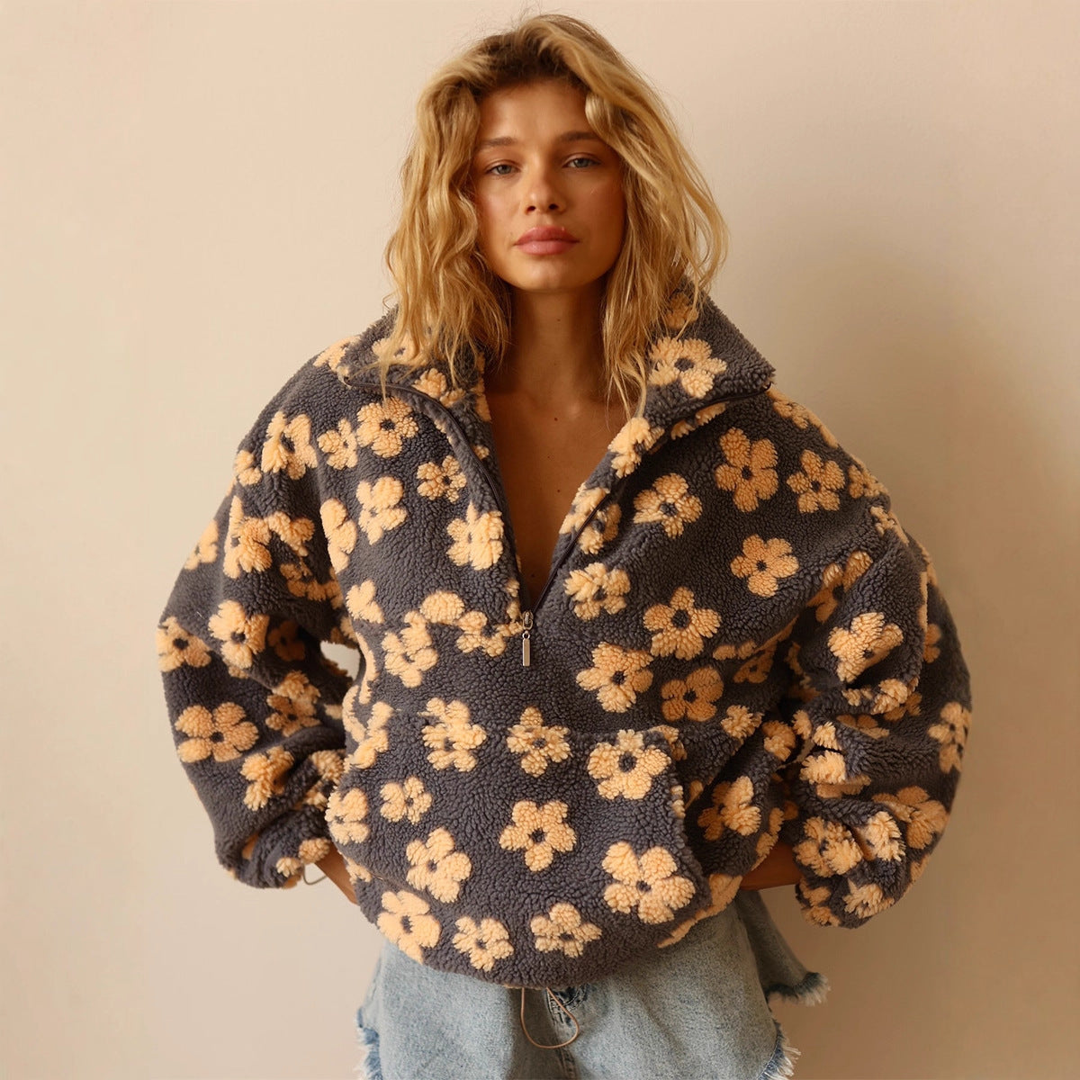 Fleece Flower Womens Hoodie