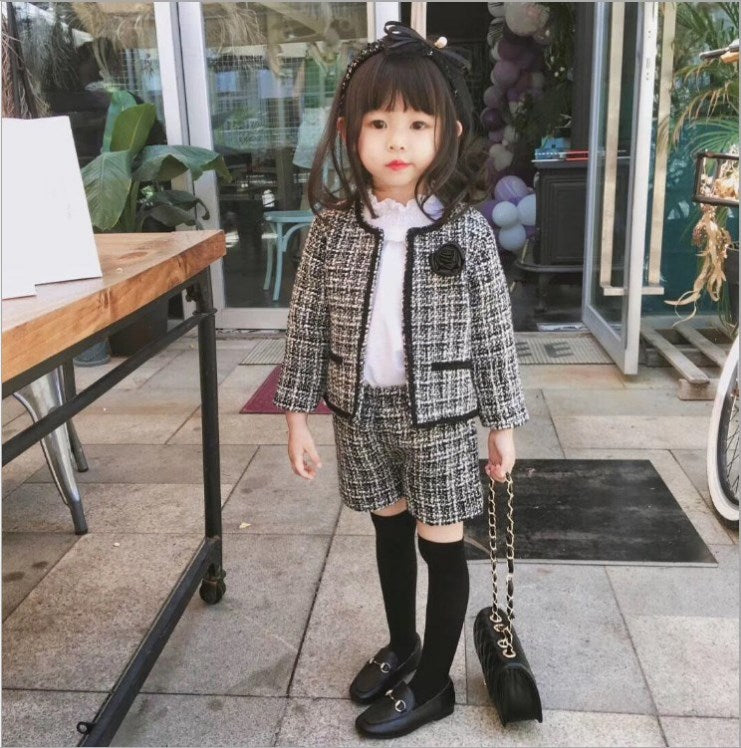 Little Fragrance Jacket Shorts Girls Suit