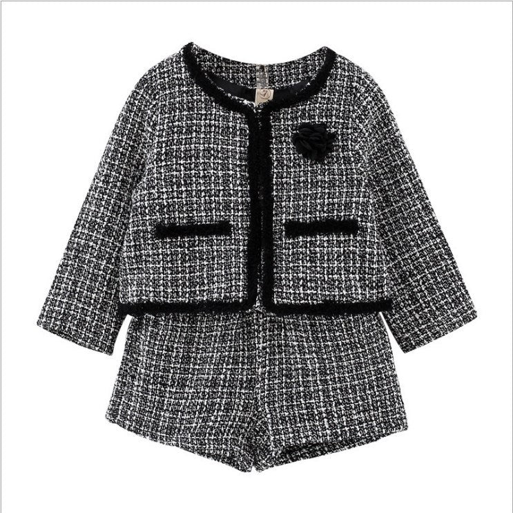 Little Fragrance Jacket Shorts Girls Suit