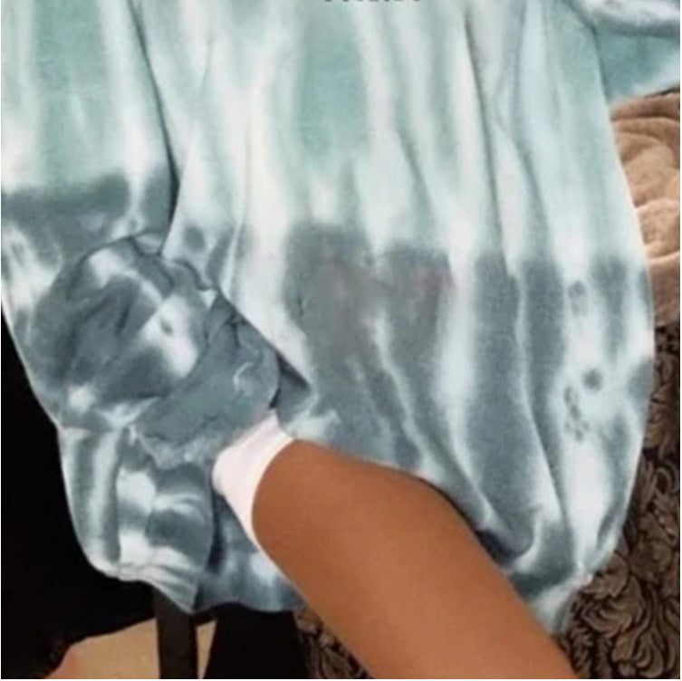 Women's Loose Tie-Dye Printed Hooded Sweatshirt