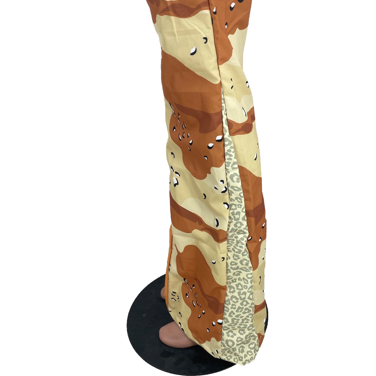 European And American Camo Stitching Flared Pants