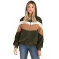 Long sleeve spliced fur coat