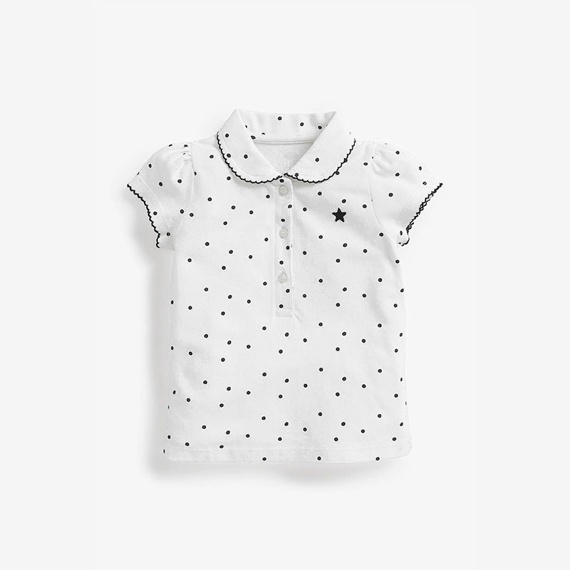 Summer Kids Top With Lapel Collar Pure Cotton Childrens T-Shirt