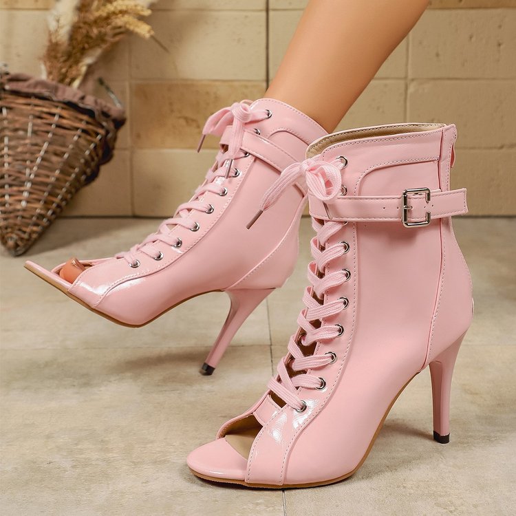 New Arrival Pointed Toe High Heel Sandals, Cross Strap Back Zipper Peep Toe Plus Size Fashion Casual Summer Ankle Booties For Women, Cross-border Versatile Style