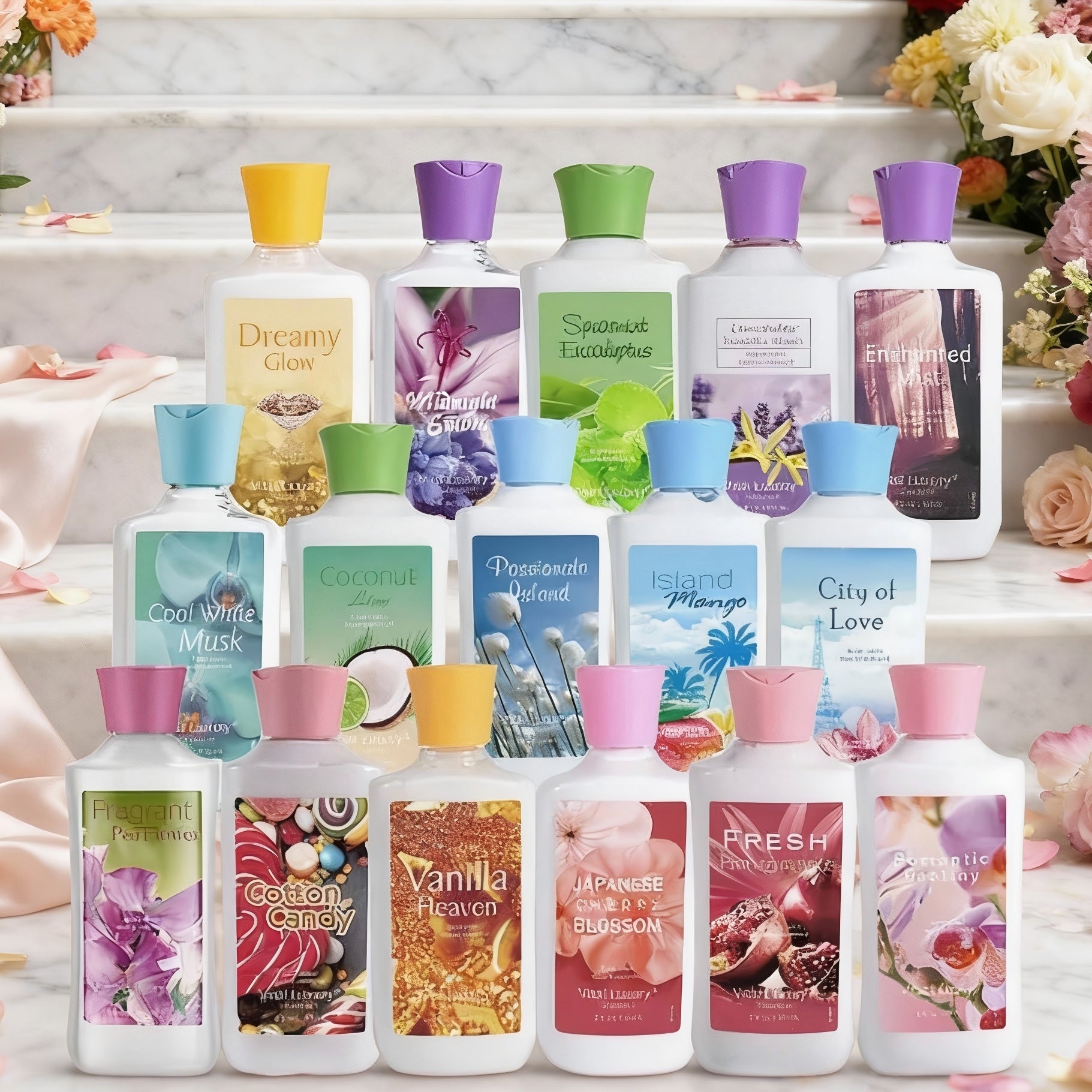 12-Fragrance Body Lotion, 10 Oz Per Bottle, Moisturizing And Fragrant Body Lotion, 12-hour Long-lasting Hydration, Contains Aloe Vera And Vitamin E, Floral,fruity,tropical Scents, Perfect For Winter C