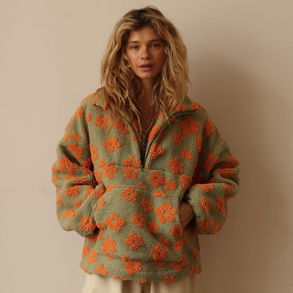 Fleece Flower Womens Hoodie