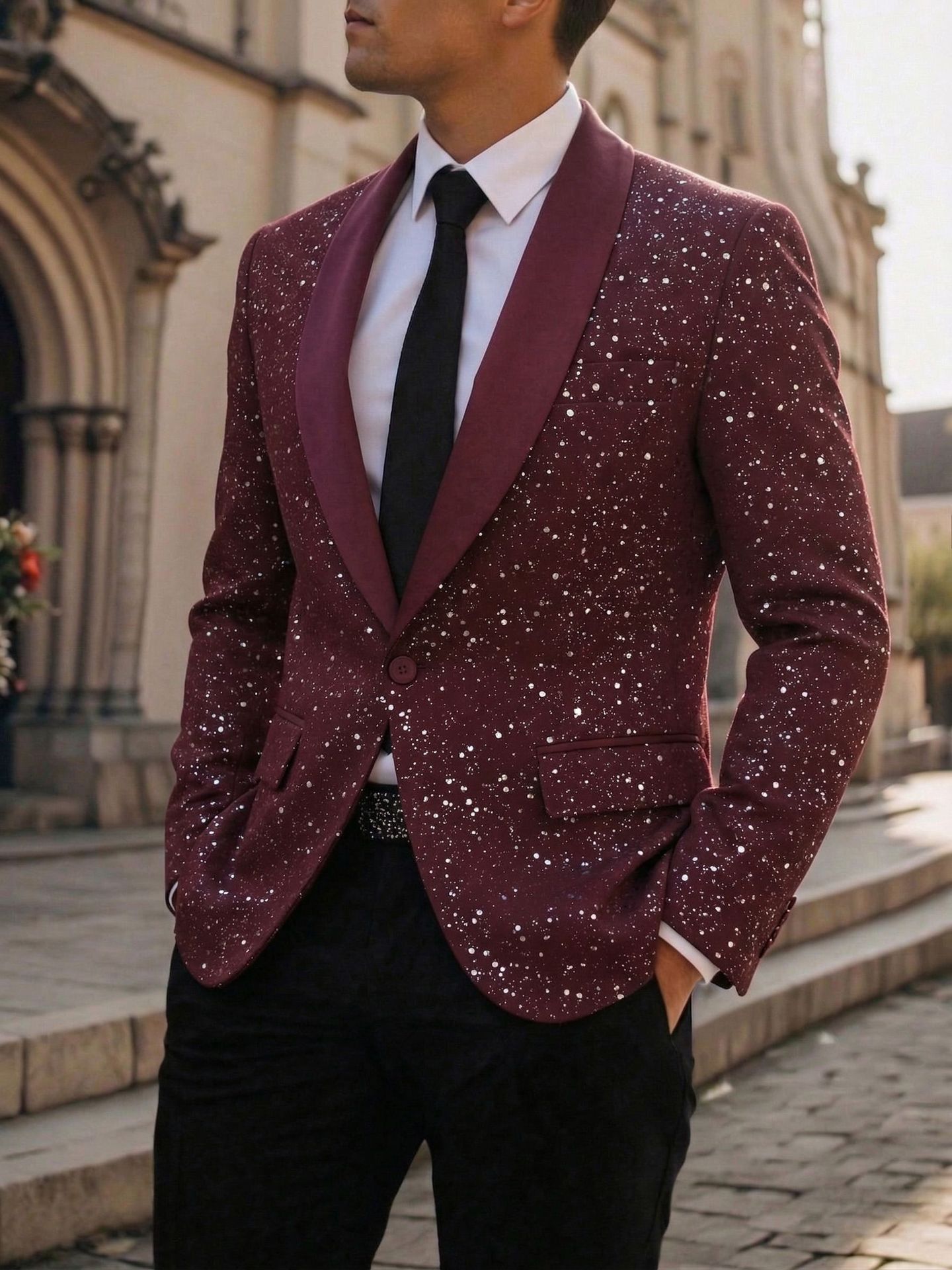 Men's Suit Casual Shiny Banquet Party Outerwear