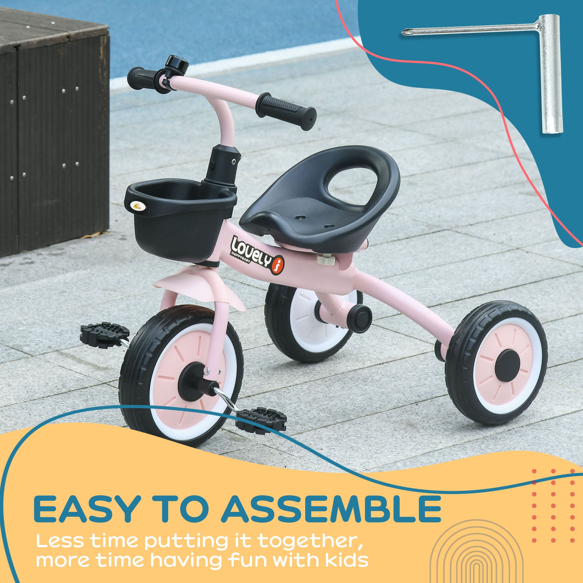 Tricycle for Kids Age 2-5, Toddler Bike for Children, Pink