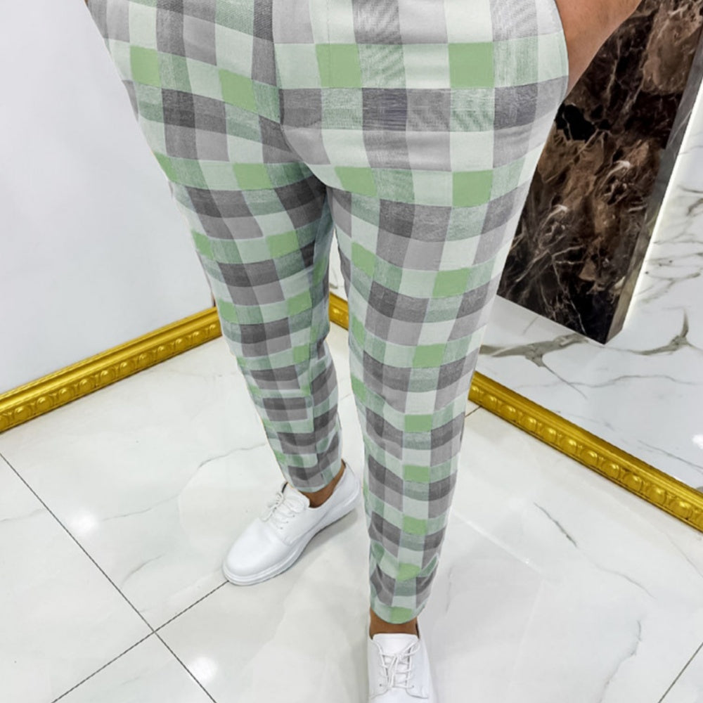 Men's Plaid Pants Plaid Casual Trousers