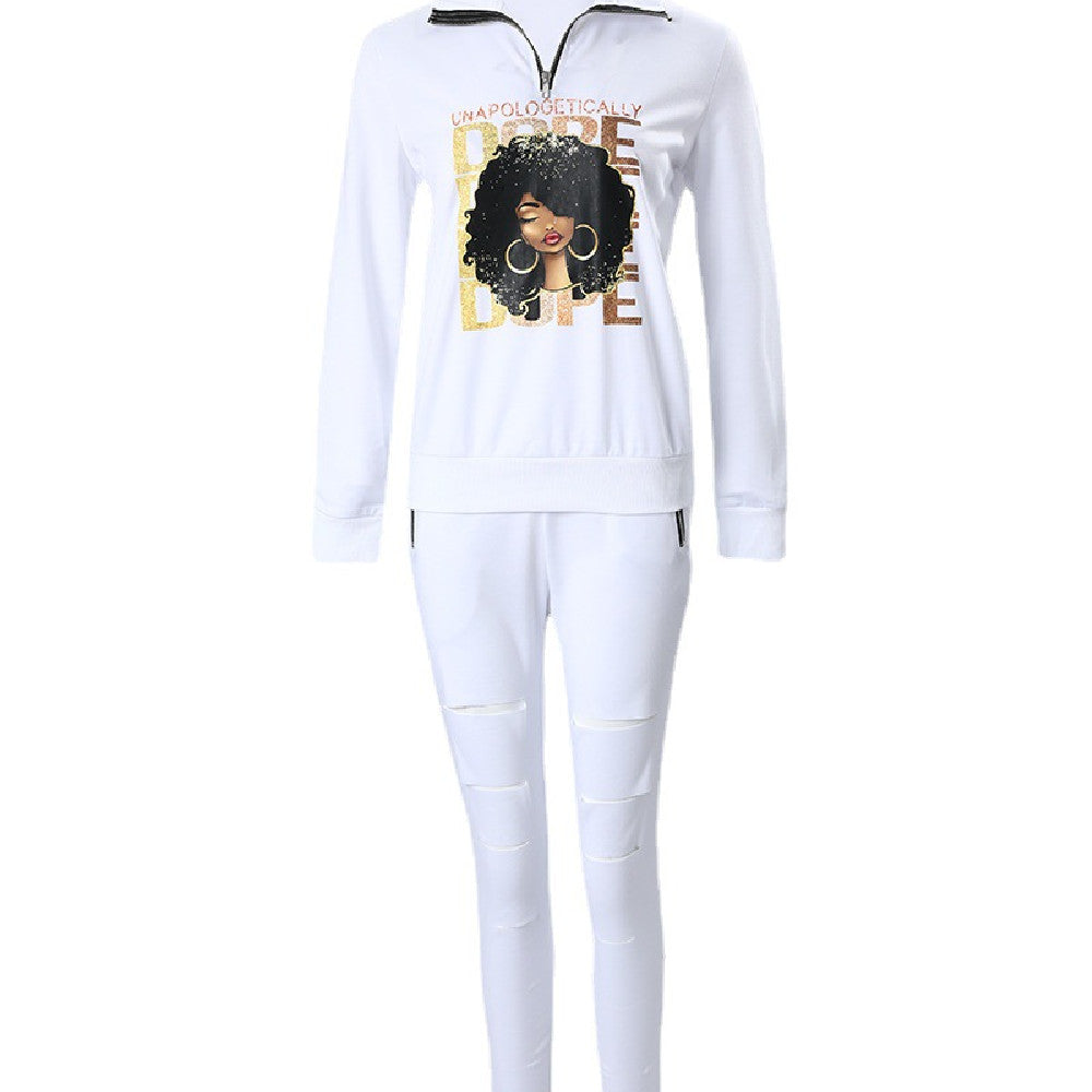 Fashion Camo Print Top Suit