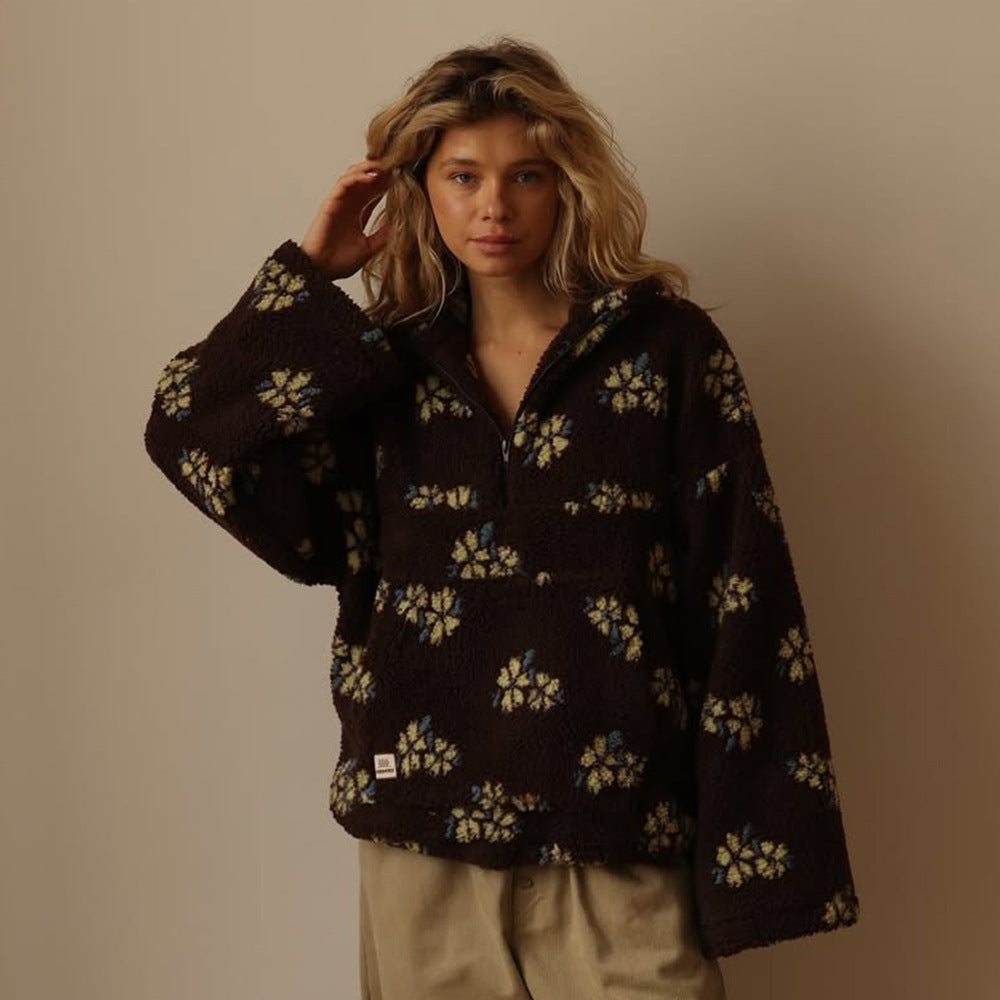 Fleece Flower Womens Hoodie