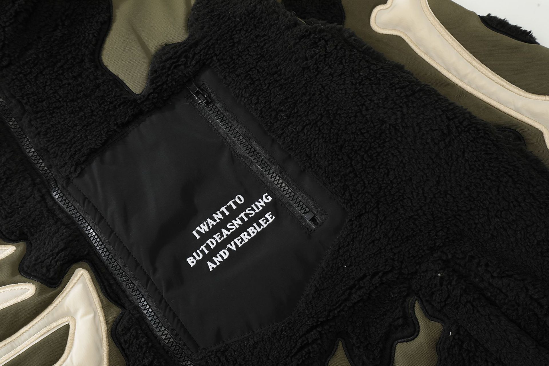 Lamb Wool Stitching Towel Embroidered Cotton-padded Coat Winter Warm-keeping Cotton Clothing American Style