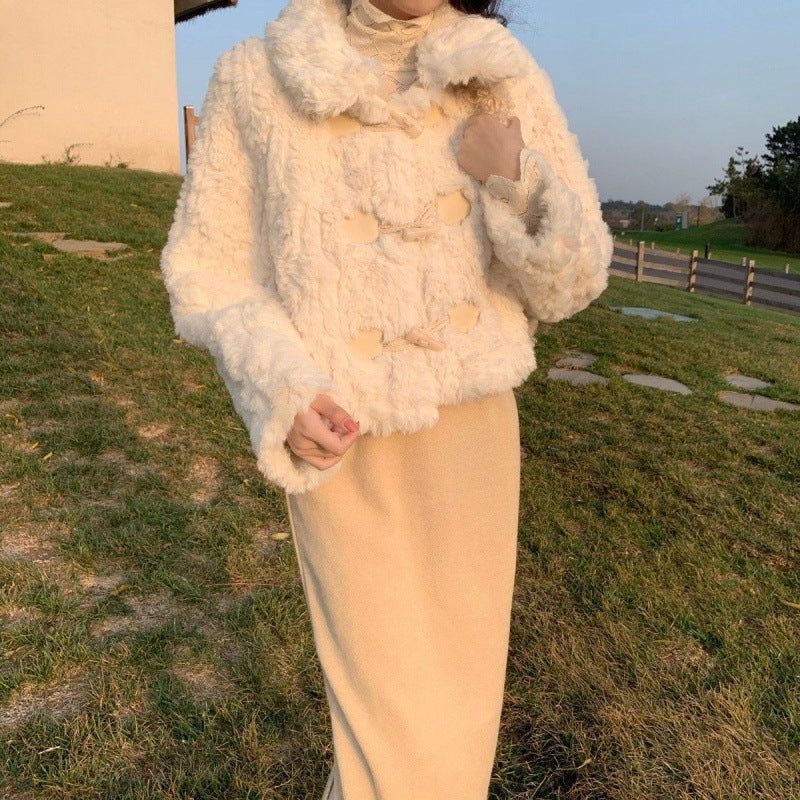 Women's Fashionable Loose Short Fluffy Coat