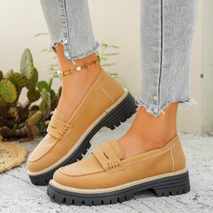 British-style Loafers Chunky-heel Women's Shoes