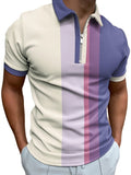 3D Printed Lapel Short Sleeve Pullover Casual