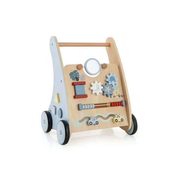 Multi-Functional Baby Activity Walker, Anti-O-Leg Design Wooden Walker With Storage For Toddlers