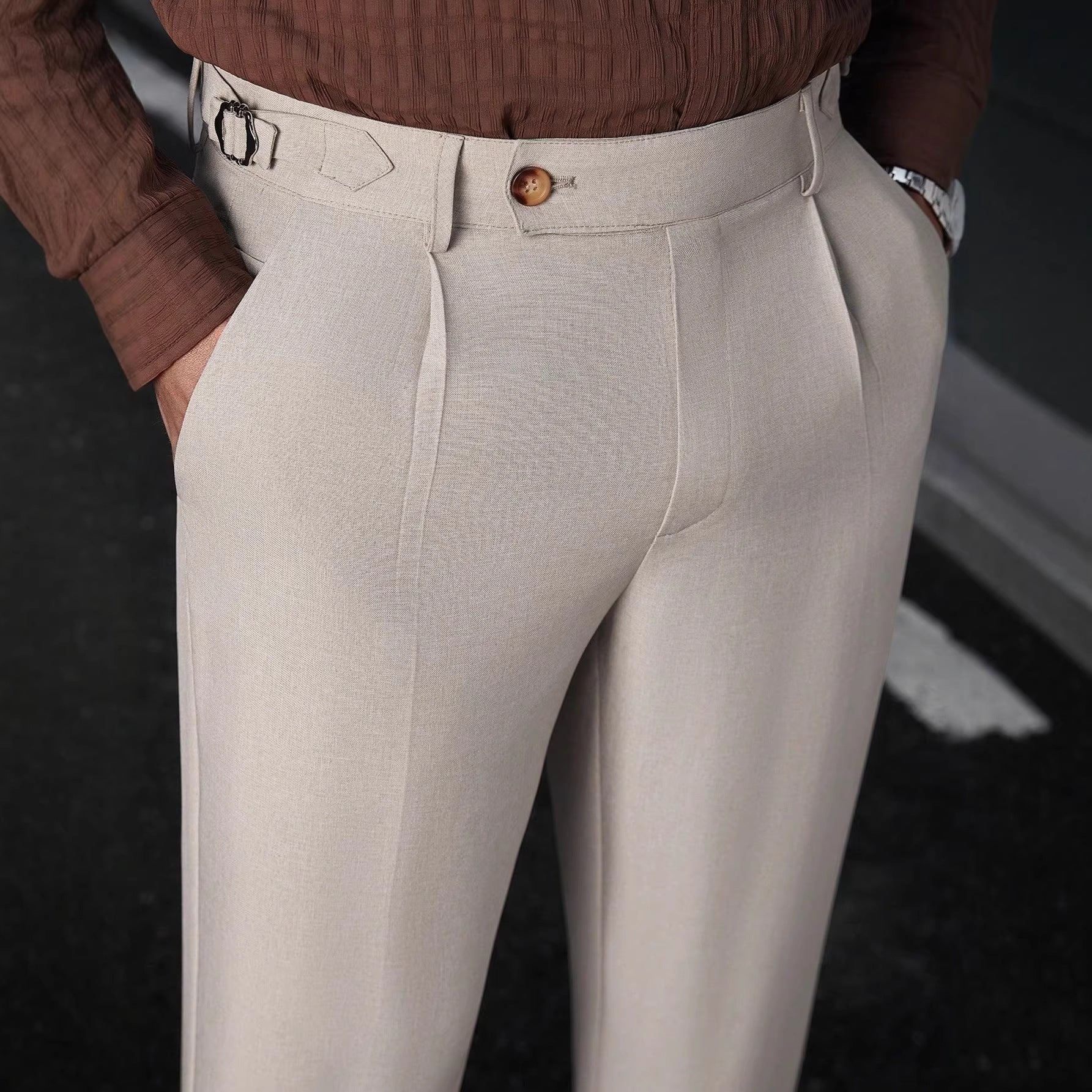 Men's Business Formal Suit Trousers Straight-Leg Pants