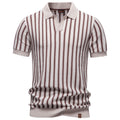Summer New Lapel Collar Fashionable Striped Short-Sleeve Shirt