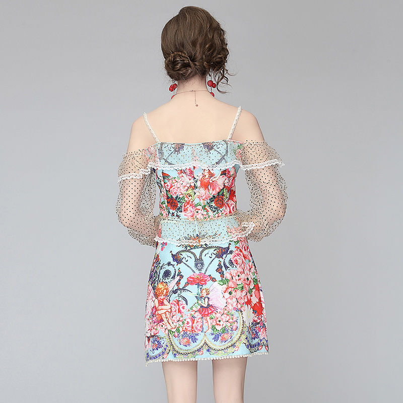 Sweet Two-piece Suit Suspender Strapless Top And Short Skirt