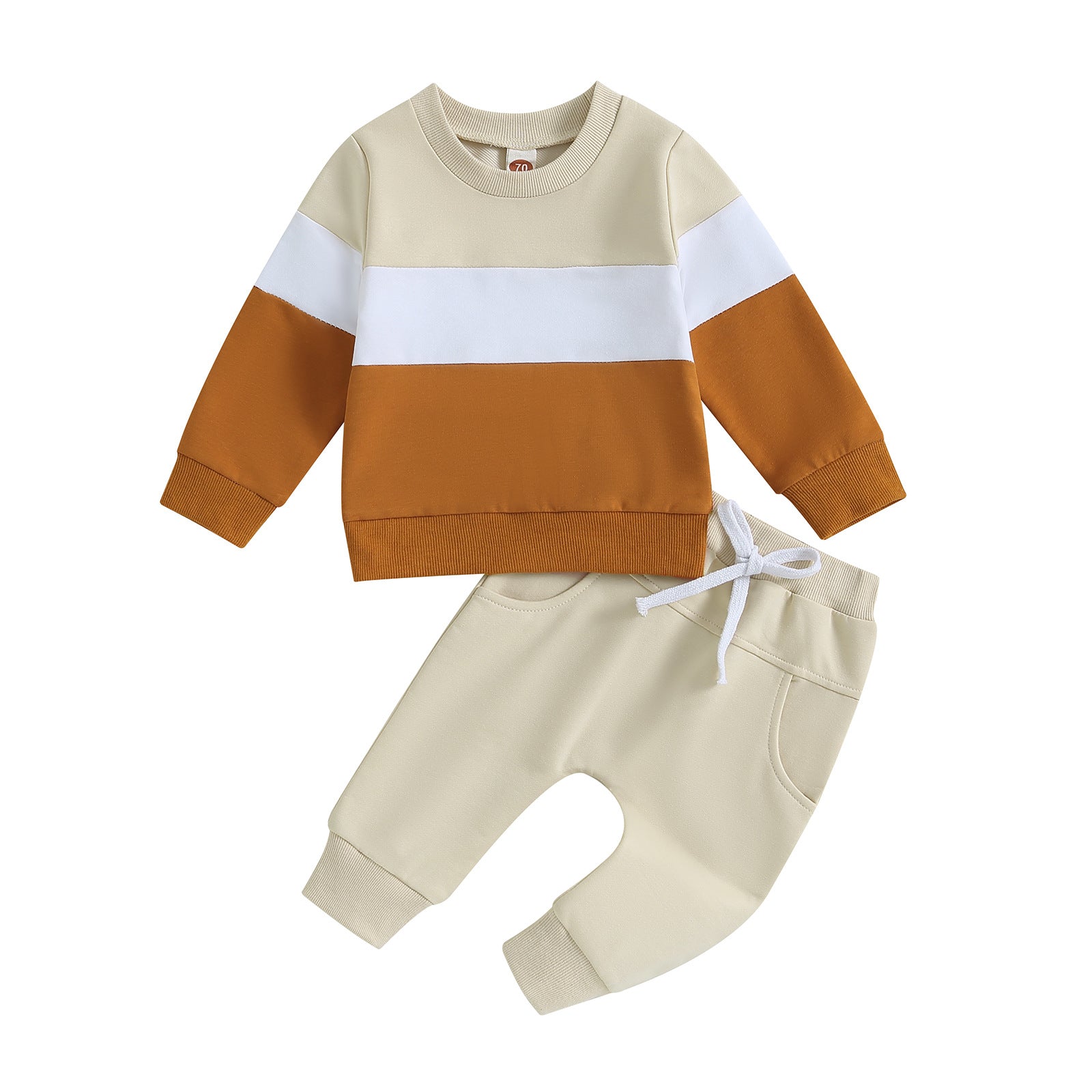 Stylish Color-Block Long-Sleeve Hoodie Set For Boys