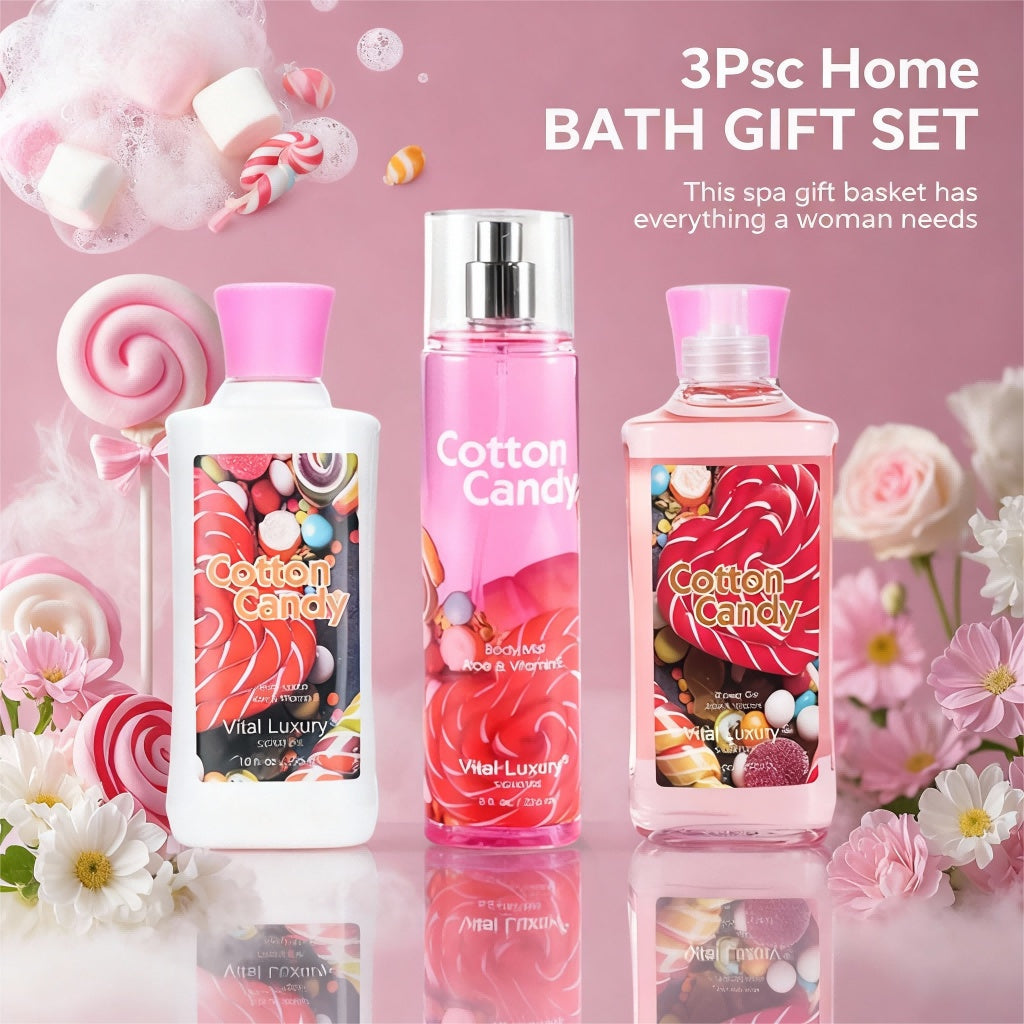 Christmas Gift Set 3-Piece Set, 10 Fl.oz Body Care Fragrance Set, Featuring Floral, Candy, And Sweet Pea Scents. Includes Scented Shower Gel, Body Lotion, And Body Mist.  A Perfect Winter Body Moistur