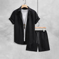 Men's Shirt Casual Loose Short Sleeves Shorts Suit