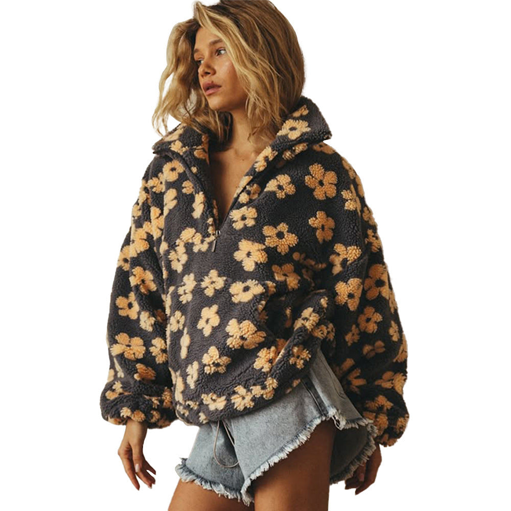 Fleece Flower Womens Hoodie