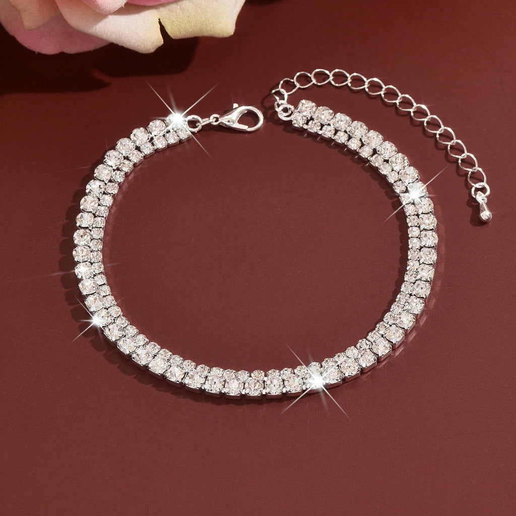 Simple Double-Layer Rhinestone Claw Foot Chain