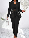 Women's Temu Fall Winter Fashion Long Sleeve Small Suit Outfit Three-piece Suit