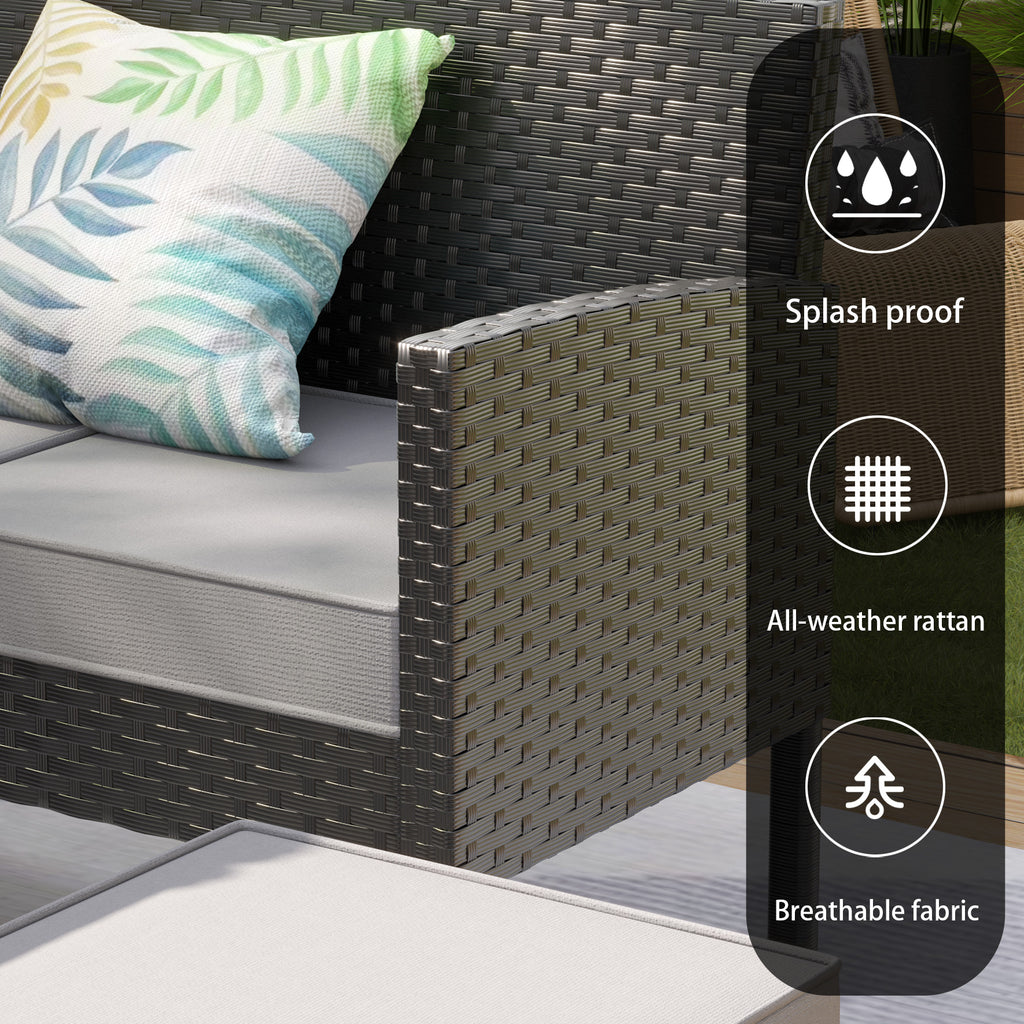 Small Space Patio Furniture 7-piece Outdoor Furniture Set, Backyard Furniture Set, Waterproof Seat Cushion, Glass Table, Space Saving, Suitable For Backyard, Terrace Or Garden,blue,grey
