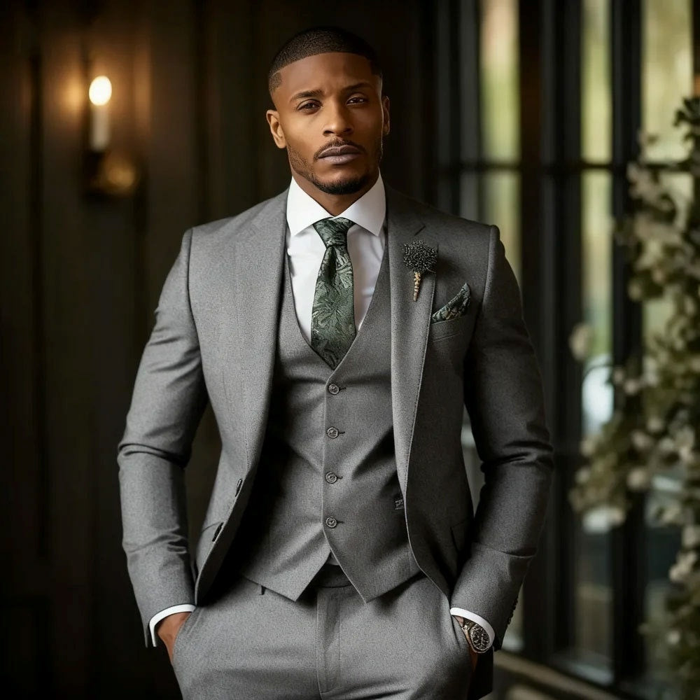 Men's Fashionable Casual Slim-Fit Three-Piece Suit