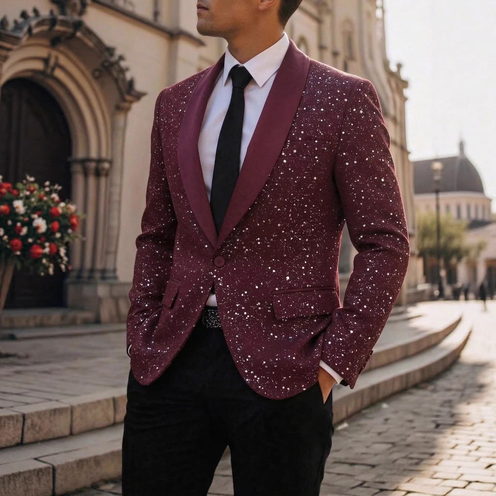 Men's Suit Casual Shiny Banquet Party Outerwear