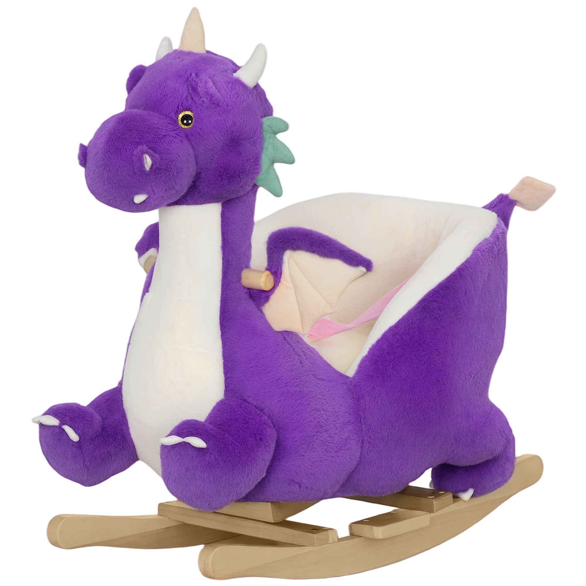 Baby Rocking Horse, Kids Ride On Toy with Realistic Dragon Roar and Safety Belt for Kids 18–36 Months, Purple