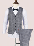 Mens Light Business Plaid Waistcoat And Dress Pants Two-Piece Suit