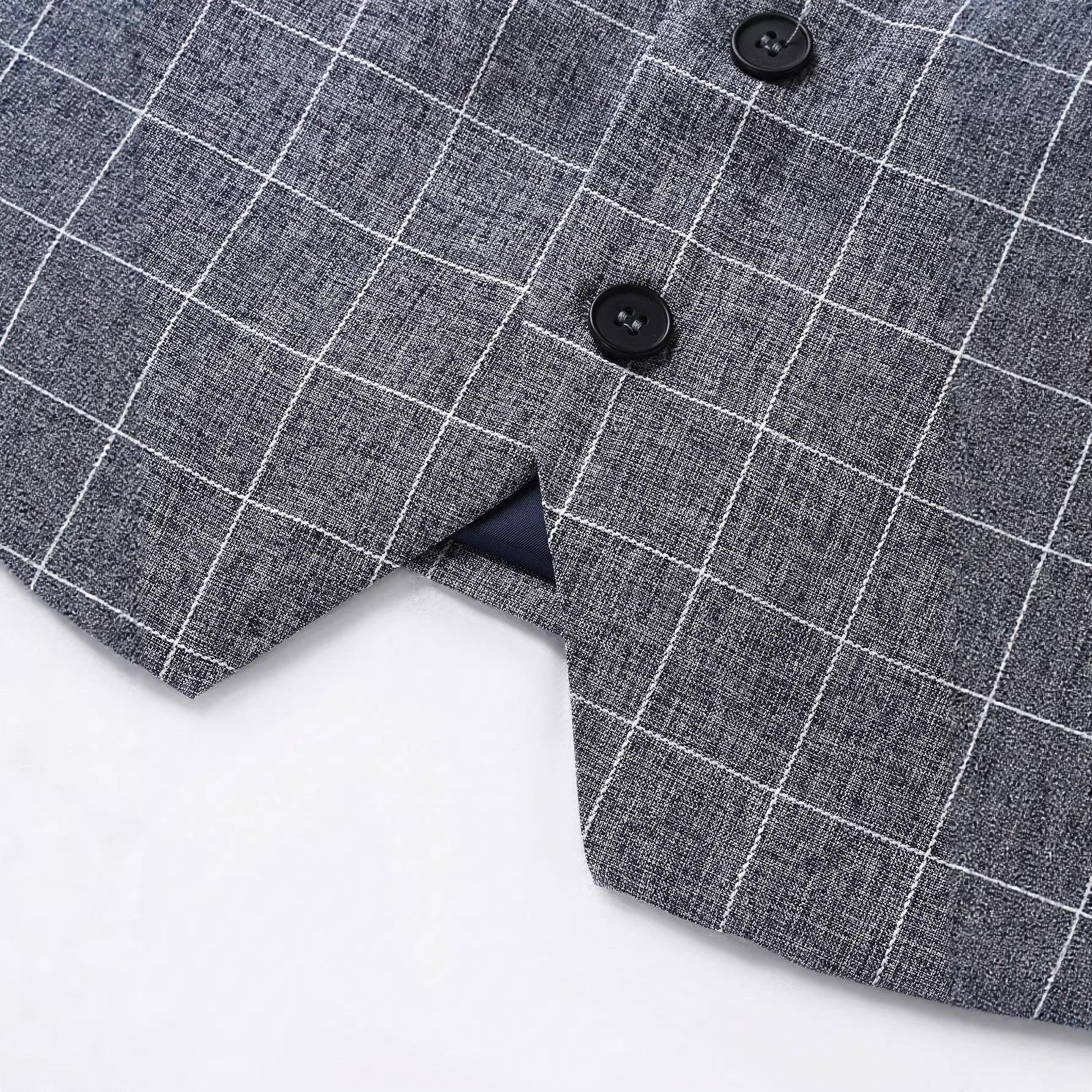 Mens Light Business Plaid Waistcoat And Dress Pants Two-Piece Suit