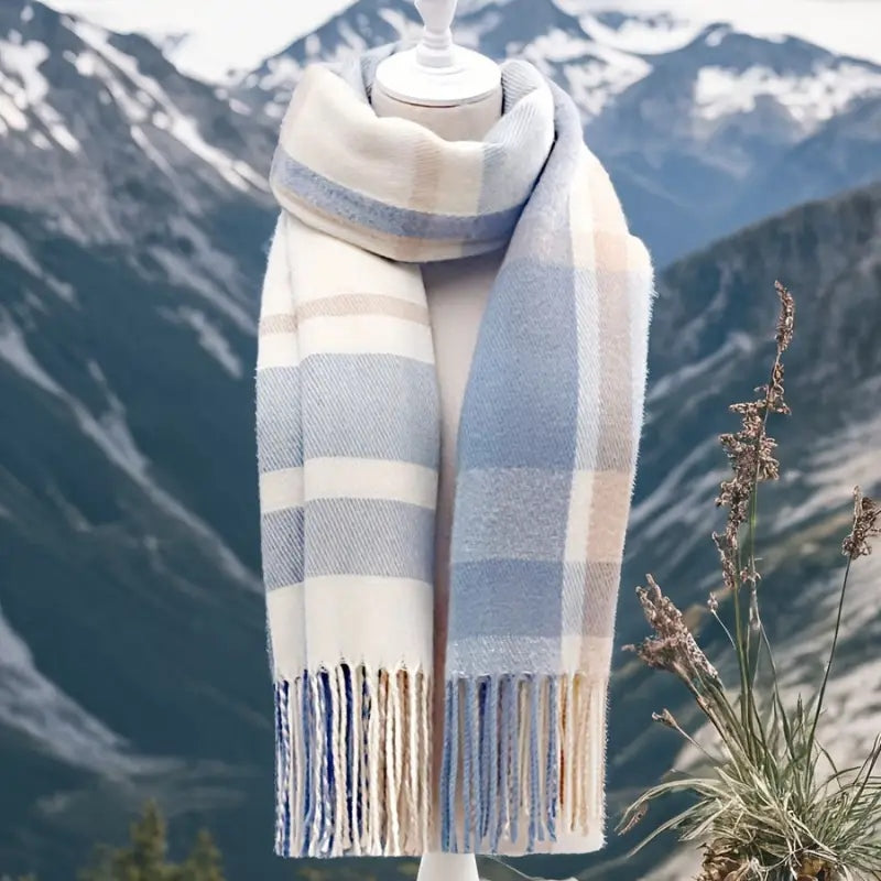 Couple Winter Scarf - Thick Warm Polyester Tassel Shawl Wrap, 180x70cm Unisex Scarves For Women & Men, Christmas Thanksgiving Gift